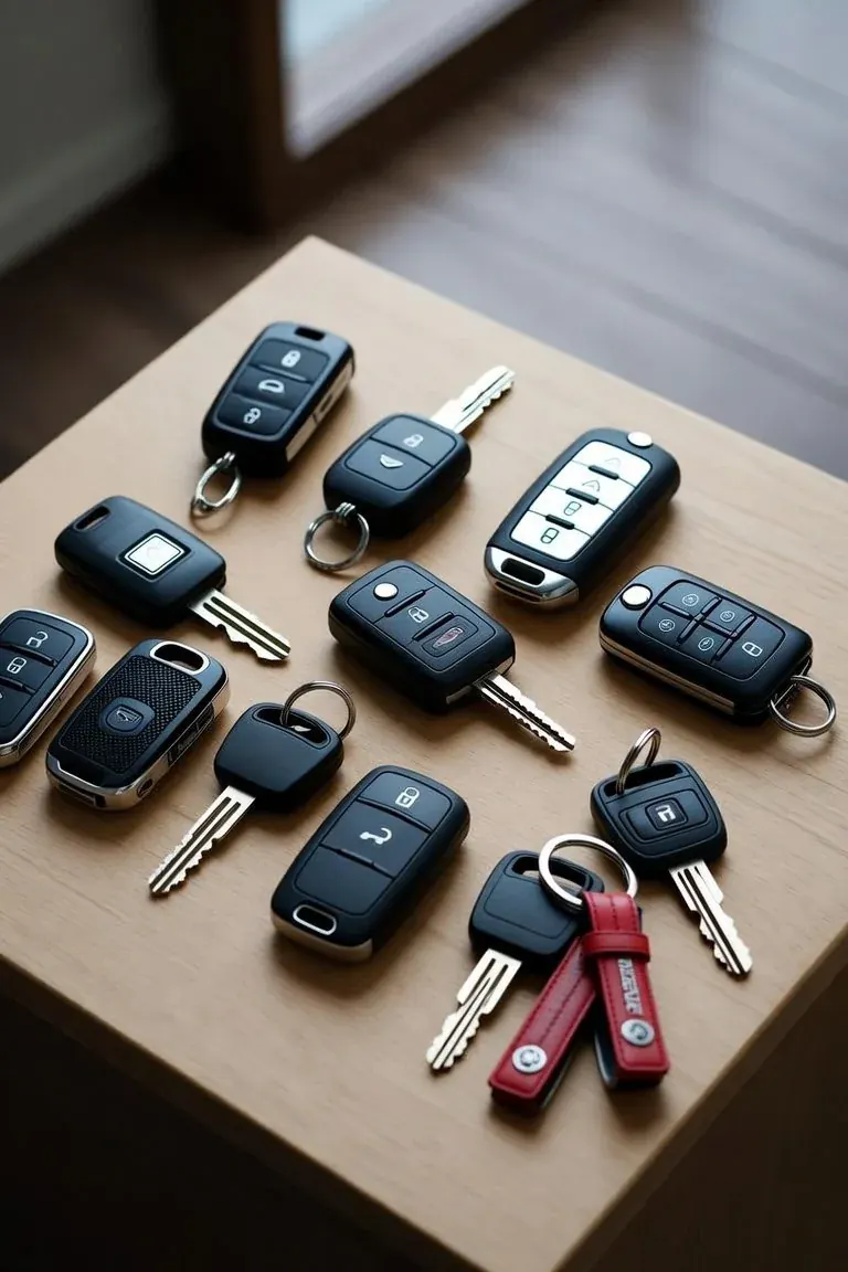 Assortment of car key fobs, transponder keys, and remote head keys ready for on-site programming by a Weber County automotive locksmith